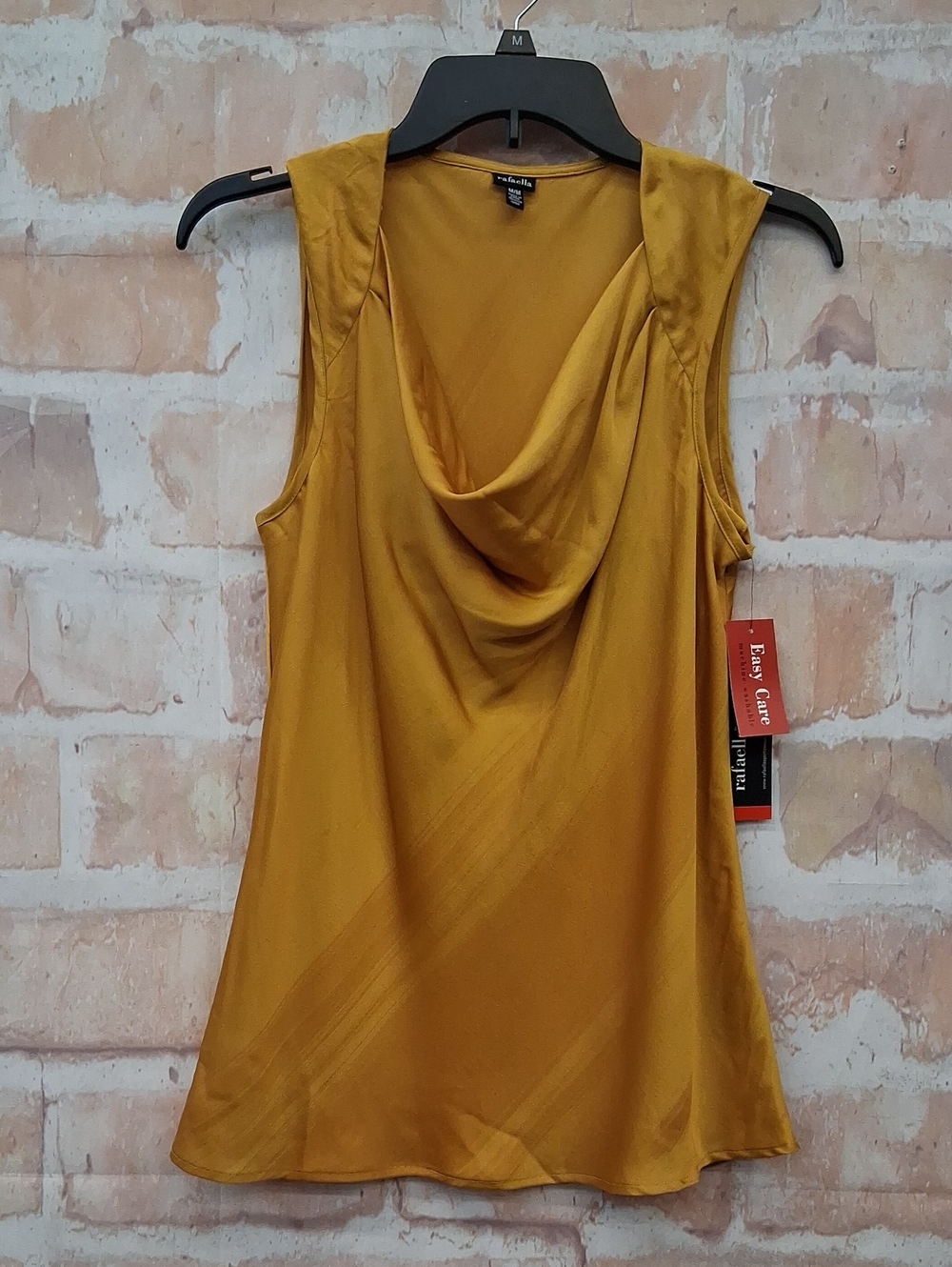 Rafaella Mustard Draped Cowl Neck Sleeveless Top